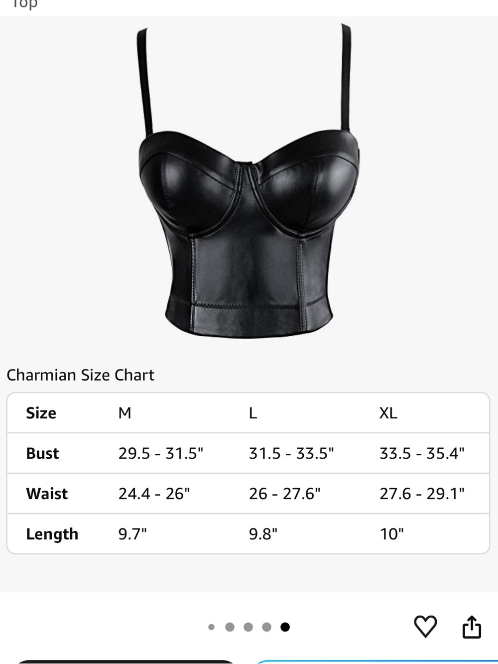 Black Faux Leather Bustier Crop Top Size Large - Picture 11 of 12